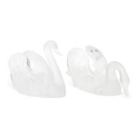 A Pair of Lalique Miroir Cygnes Sculptures
