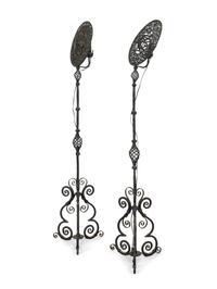 A Pair of Spanish Renaissance Style Wrought Iron Torchères