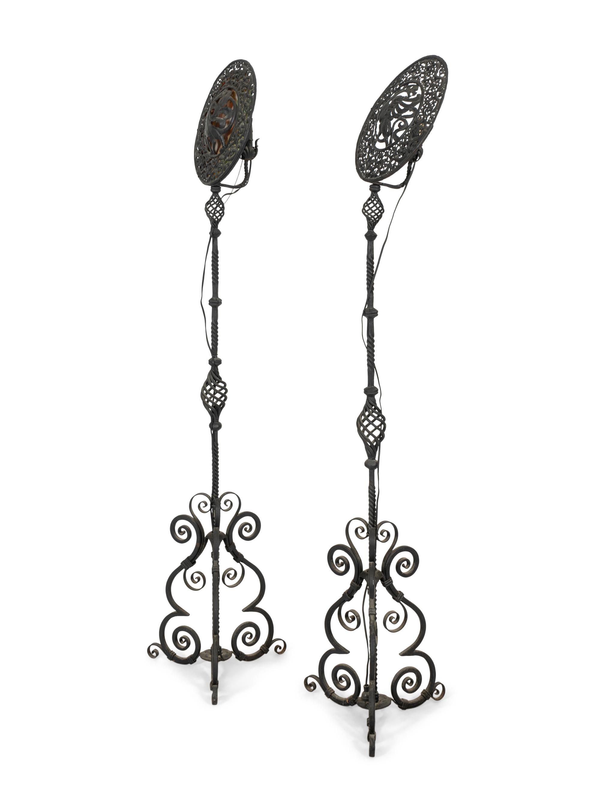 A Pair of Spanish Renaissance Style Wrought Iron Torchères