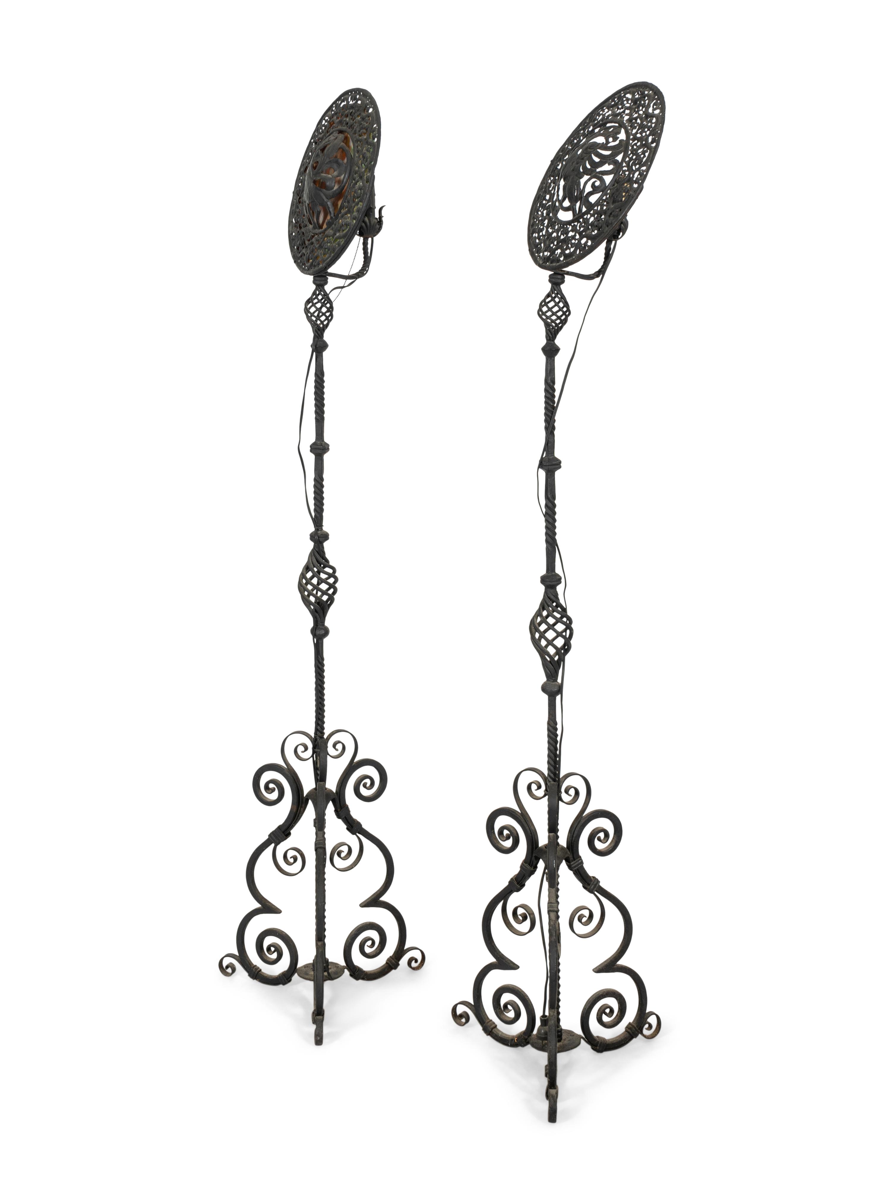 A Pair of Spanish Renaissance Style Wrought Iron Torchères