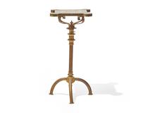 An Aesthetic Movement cast brass and encaustic inlaid table, circa 1880