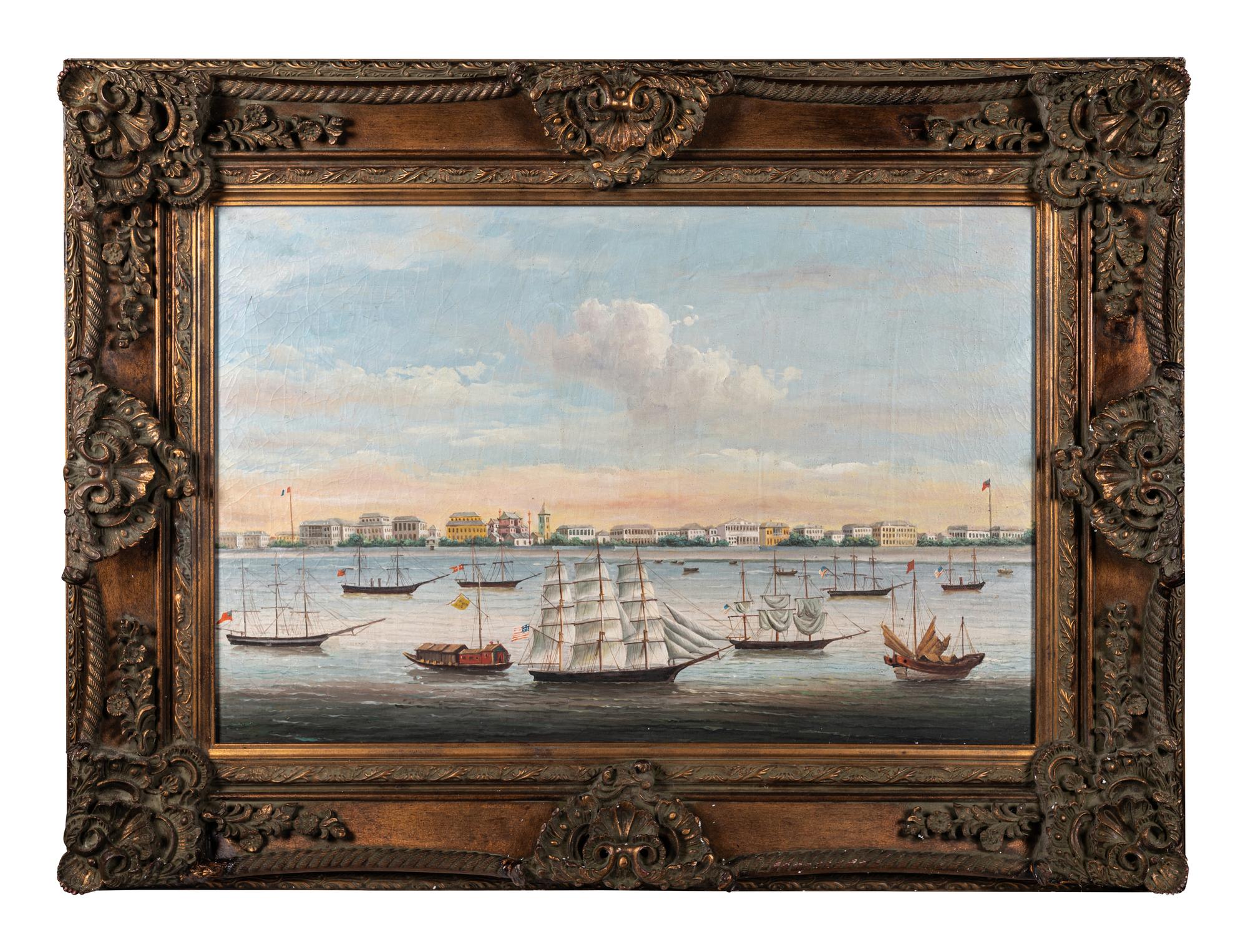 A Chinese Export Oil on Canvas Painting
