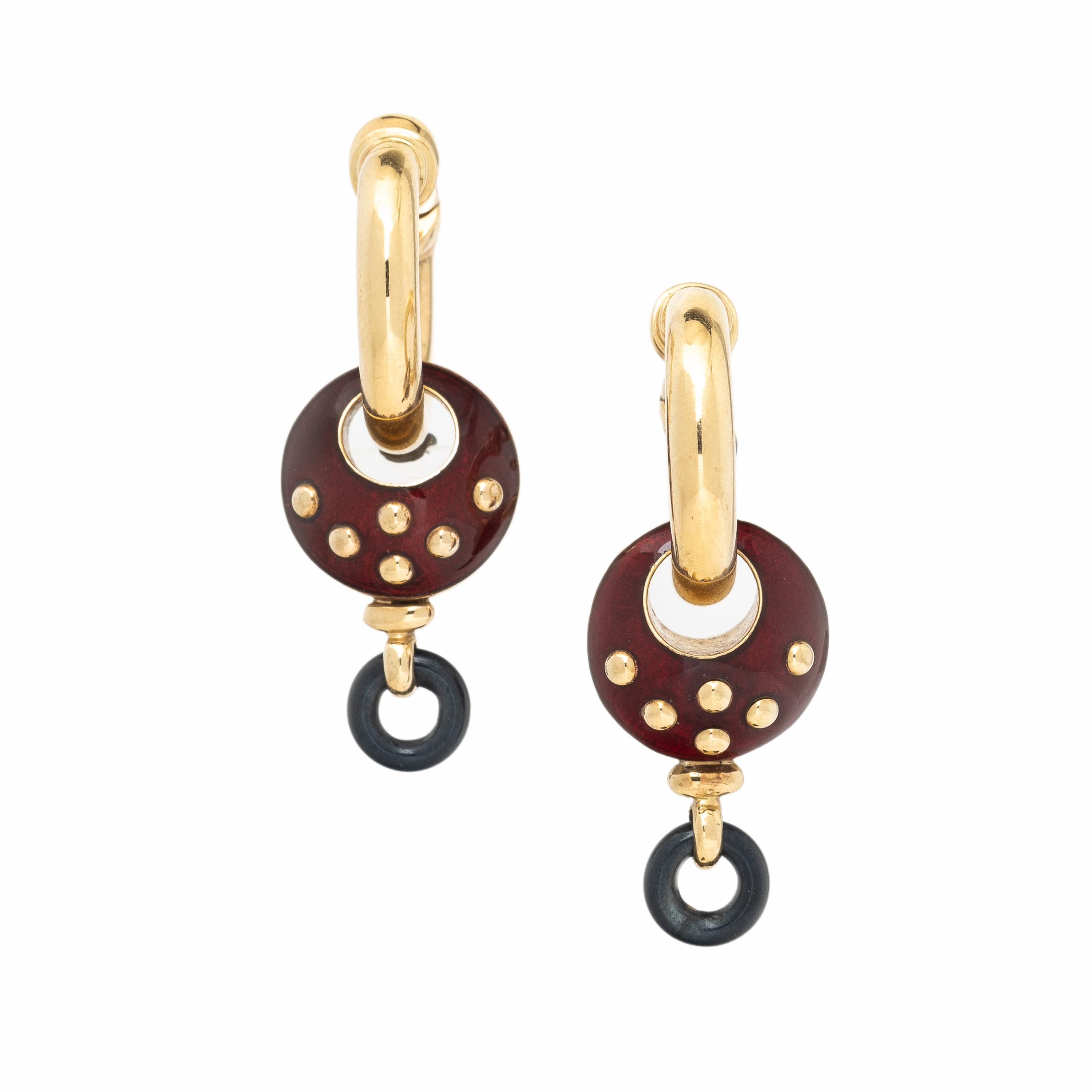 La Nouvelle Bague, Yellow Gold and Enamel Earrings