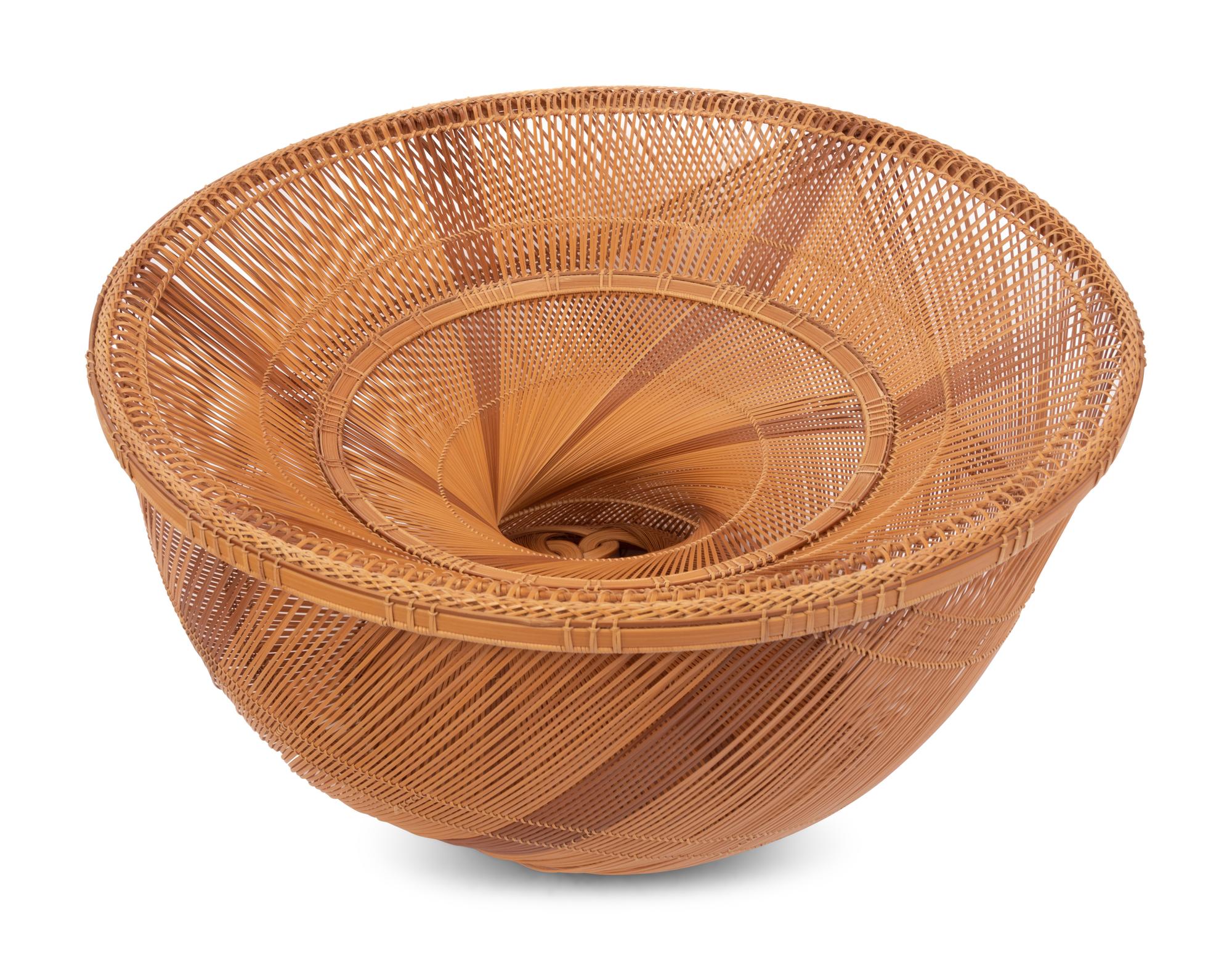 A Large Japanese Ikebana Bamboo Flower Arranging Basket