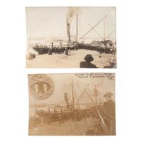 [EARLY PHOTOGRAPHY] -- [TRANSPORTATION]. A group of silver gelatin and albumen photographs of steamships, boats, and harbors, including the Bailey Gatzert on the Columbia River, comprising:
