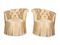A Pair of Silk-Upholstered Asymmetrical Chairs — 20th Century