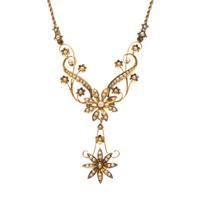 A Collection of Art Nouveau Yellow Gold and Seed Pearl Jewelry, 14.00 dwts.