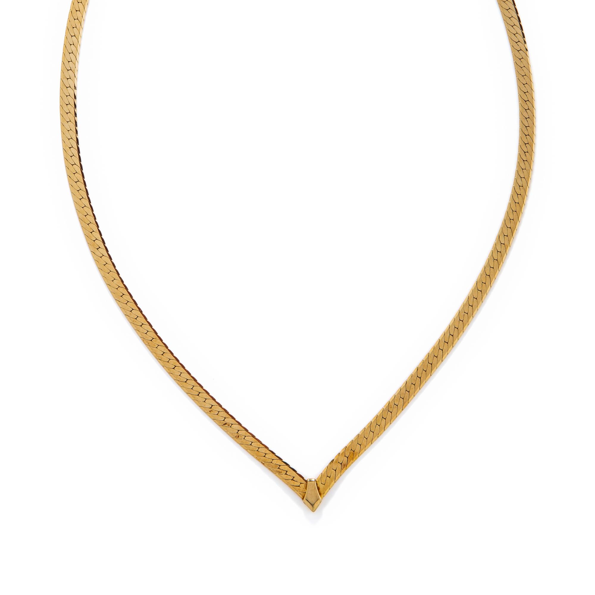 YELLOW GOLD HERRINGBONE NECKLACE