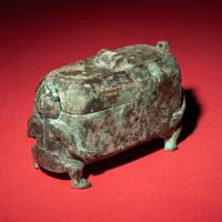 A Chinese Bronze 'Figural' Oil Lamp, Western Han Dynasty — 西漢 青銅神人油燈