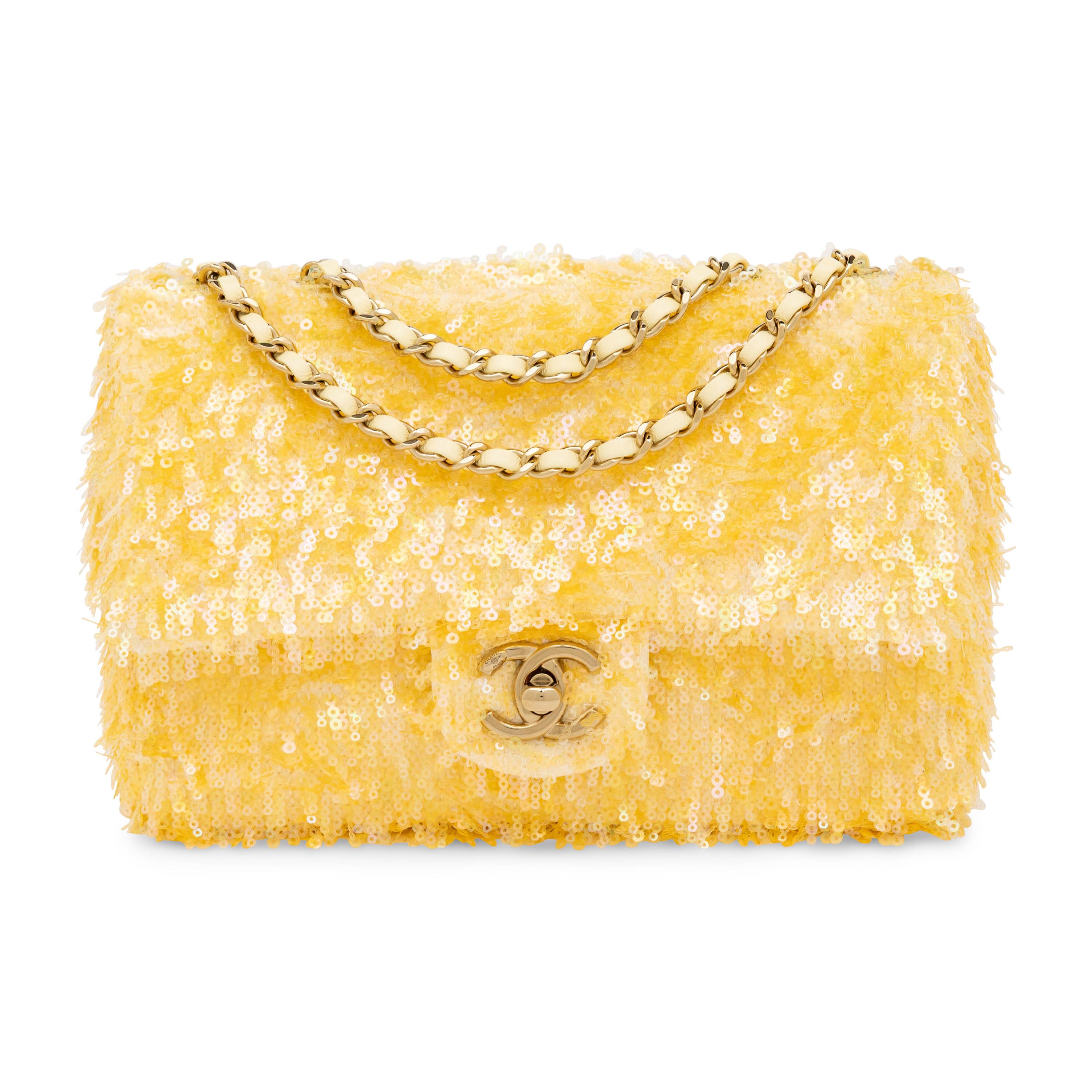 Chanel, Mini Classic Flap in Yellow Sequin Fringe, 2025