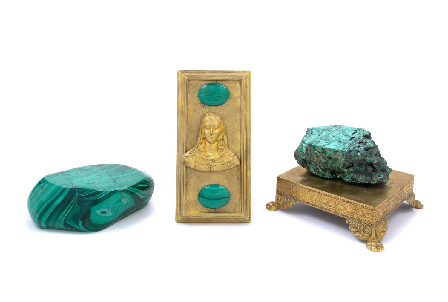 Three Malachite or Malachite-Mounted Articles
