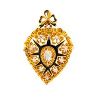 VICTORIAN, ENAMEL, CRYSTAL, AND DIAMOND PIN PENDANT