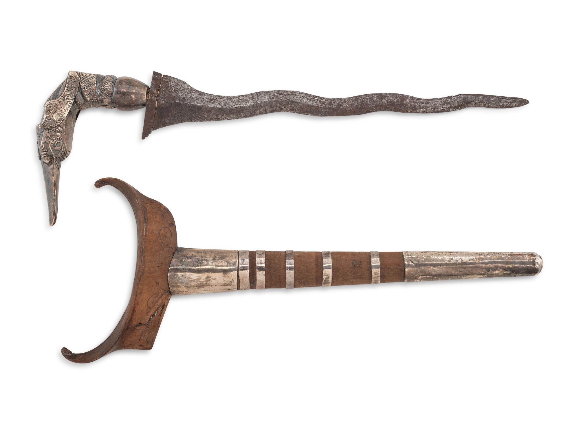 An Indonesian Kris Knife with Silver Fittings
