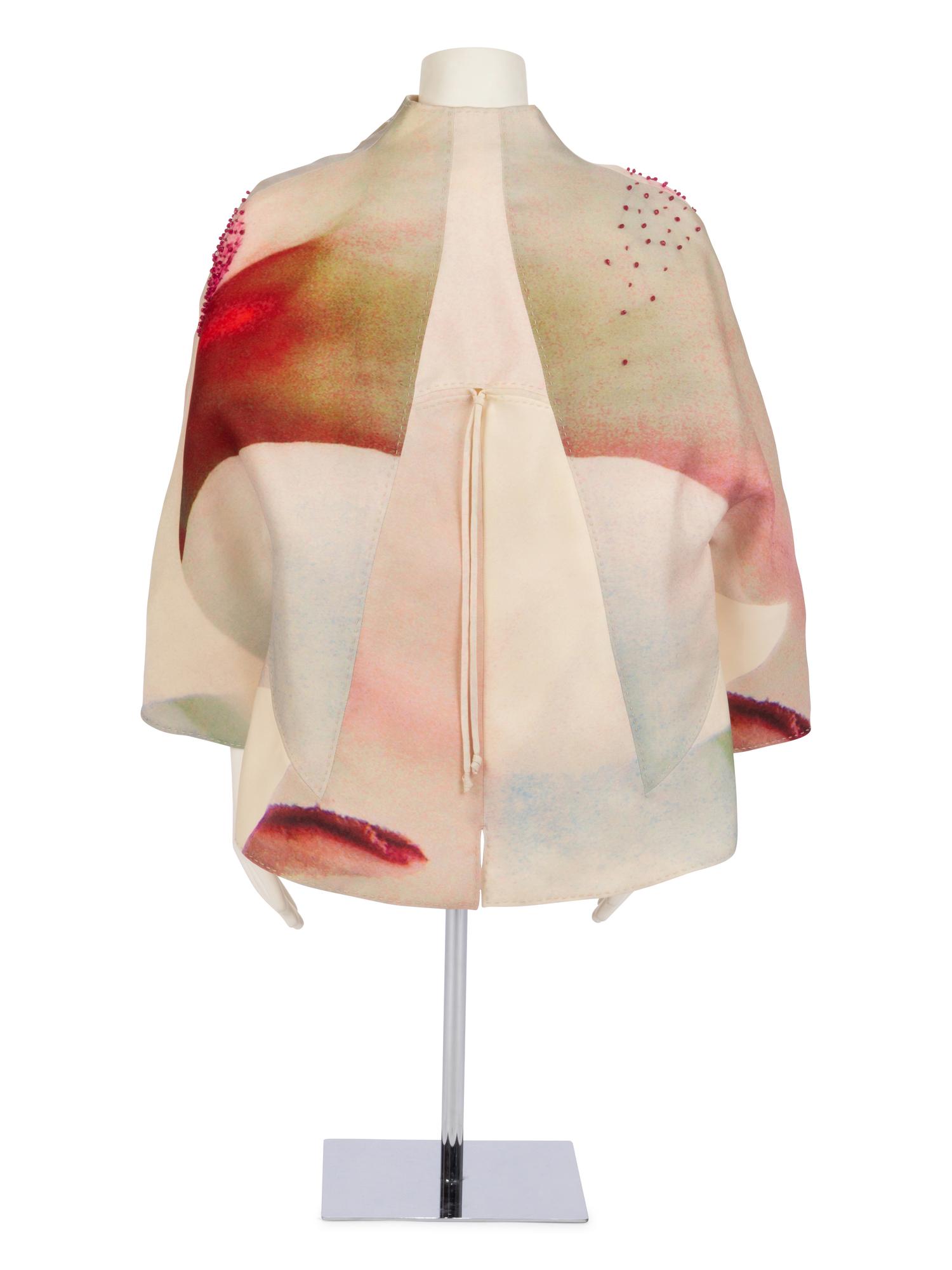 Chado Ralph Rucci Printed White Silk Jacket, 1990-2000s