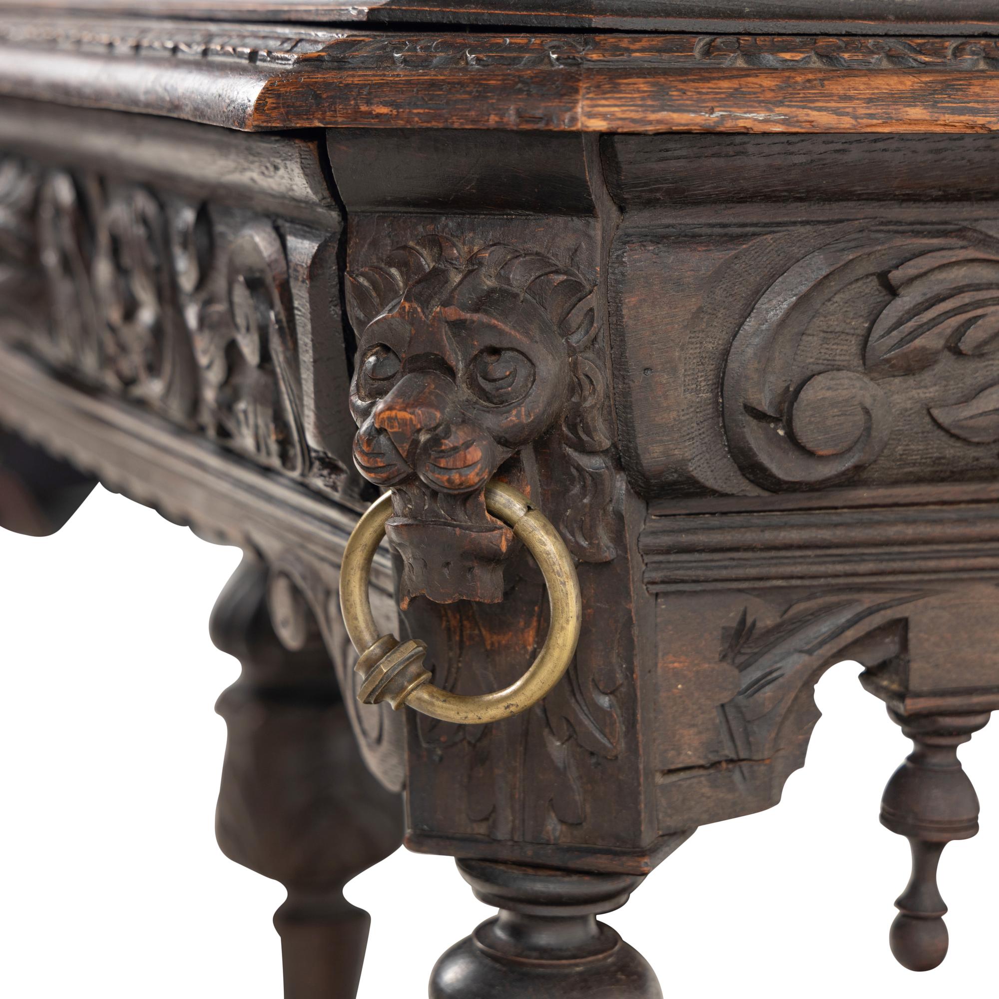 A Renaissance Revival Carved Oak Desk