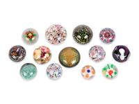 A Group of Thirteen Glass Paperweights