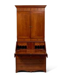 A Federal Inlaid Cherry Secretary Bookcase