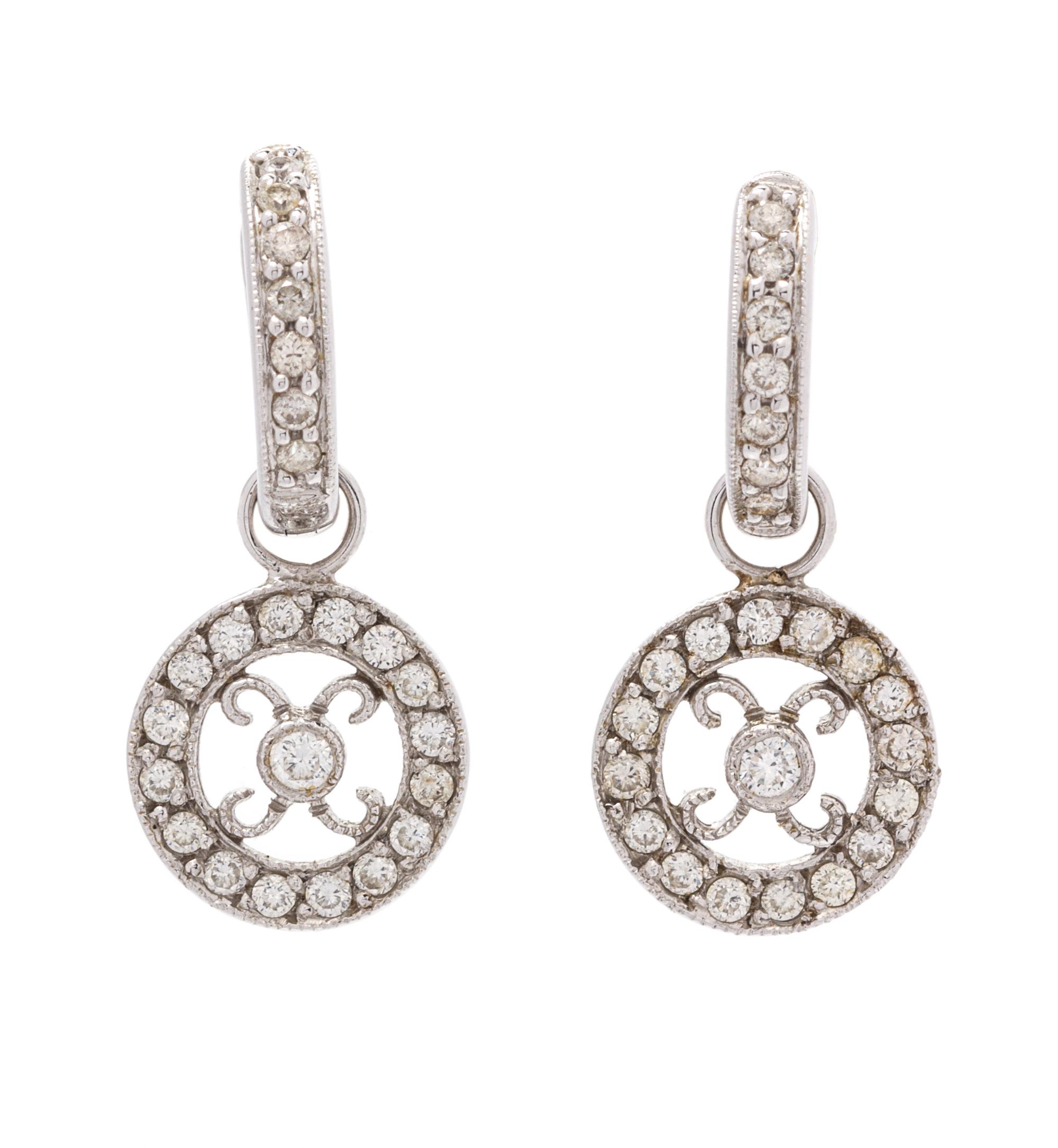 A Pair of 18 Karat White Gold and Diamond Earrings, 2.30 dwts.