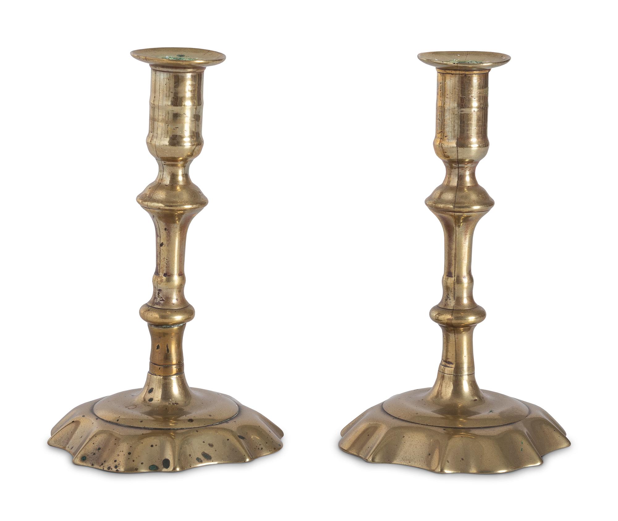 Seven English Brass Candlesticks