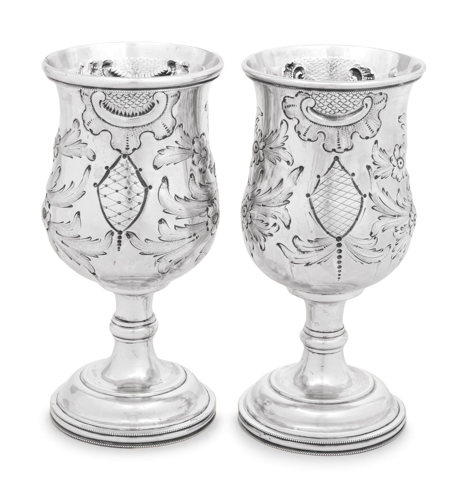 A Pair of American Silver Goblets