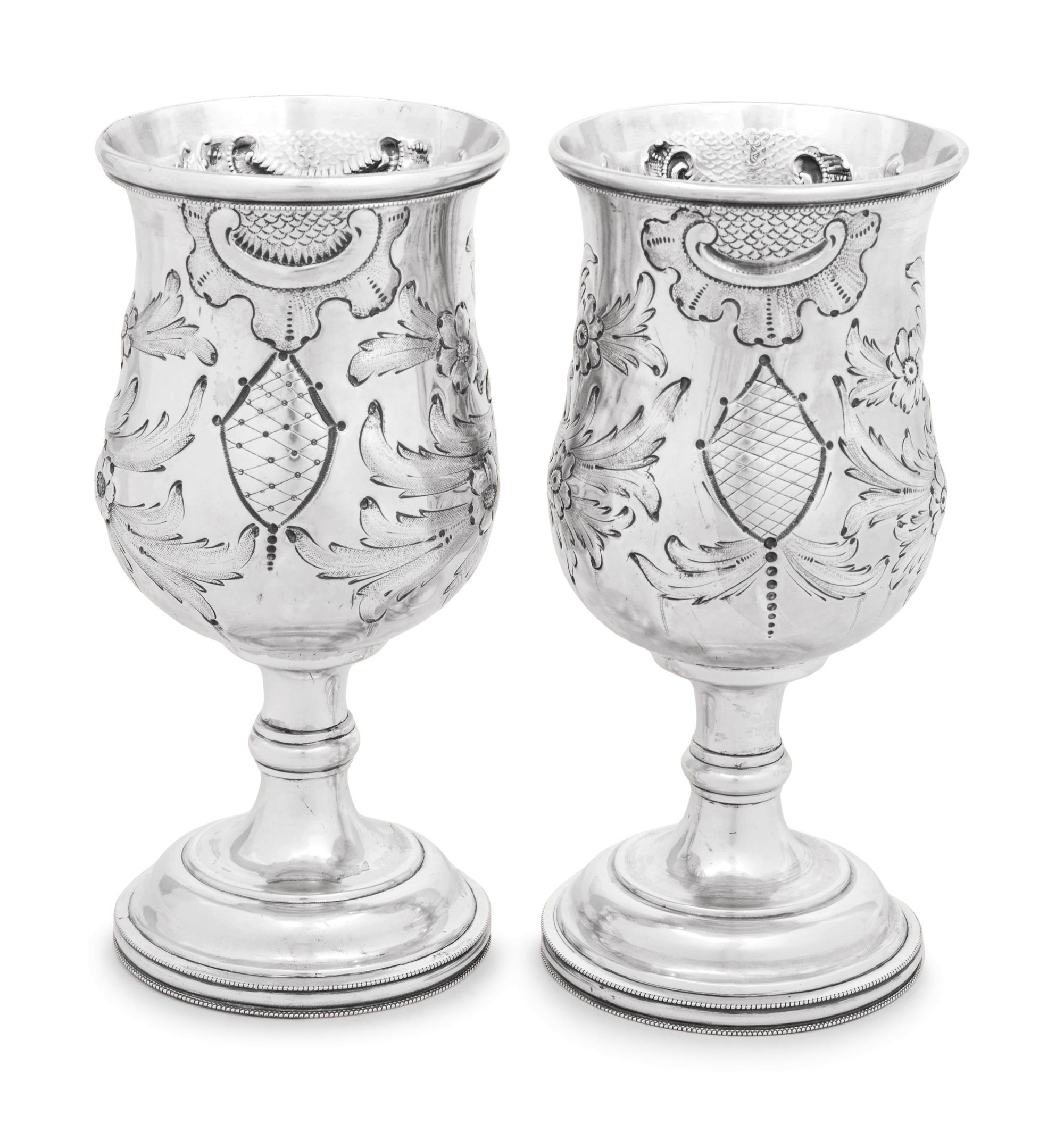 A Pair of American Silver Goblets
