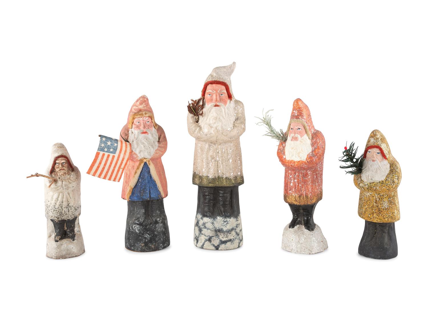 Five Papier-Mâché Belsnickle Figures