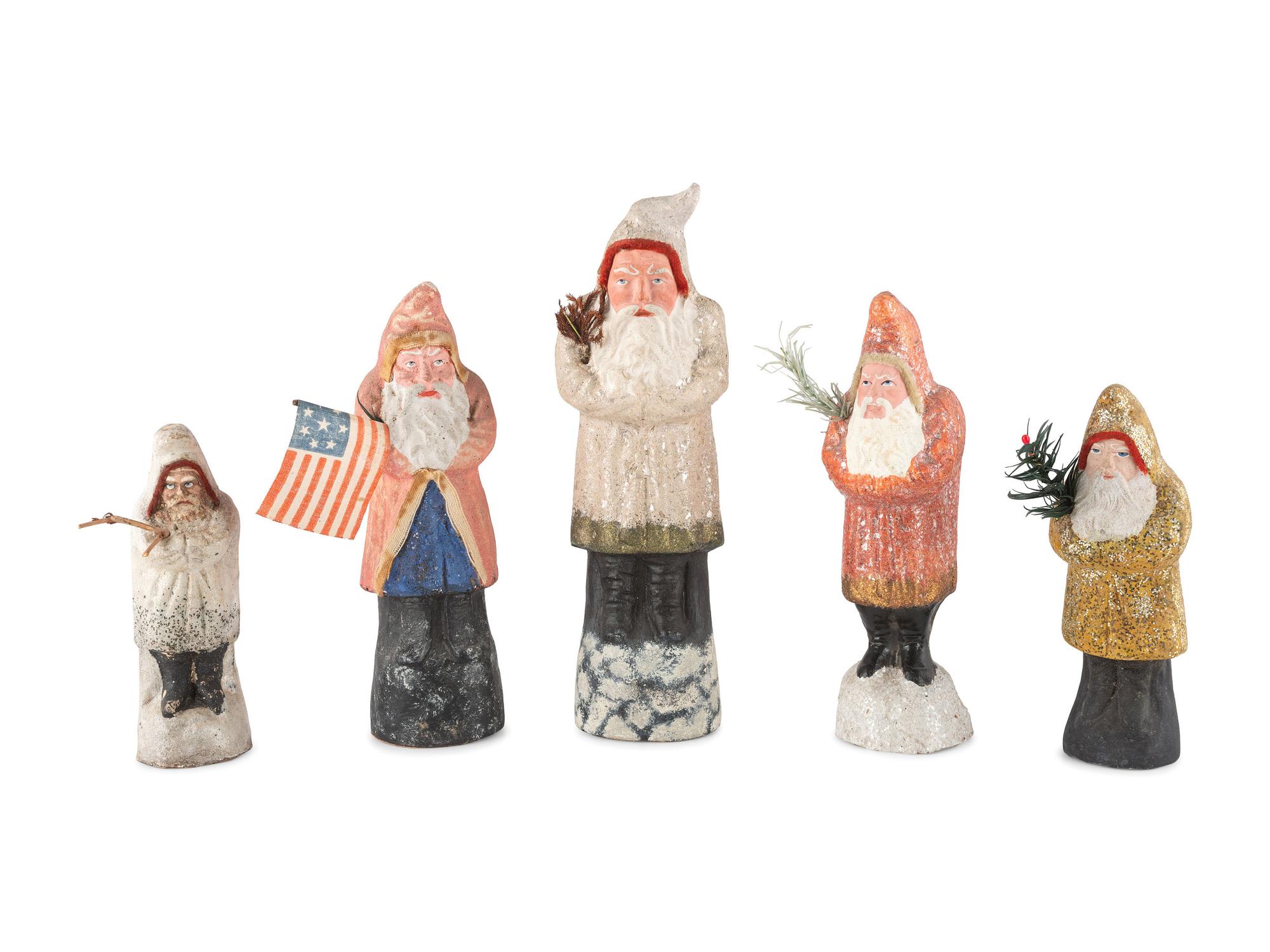 Five Papier-Mâché Belsnickle Figures