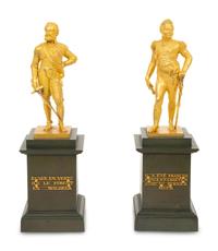A Pair of French Gilt and Patinated Bronze Figures of Henri IV and Duc de Berry