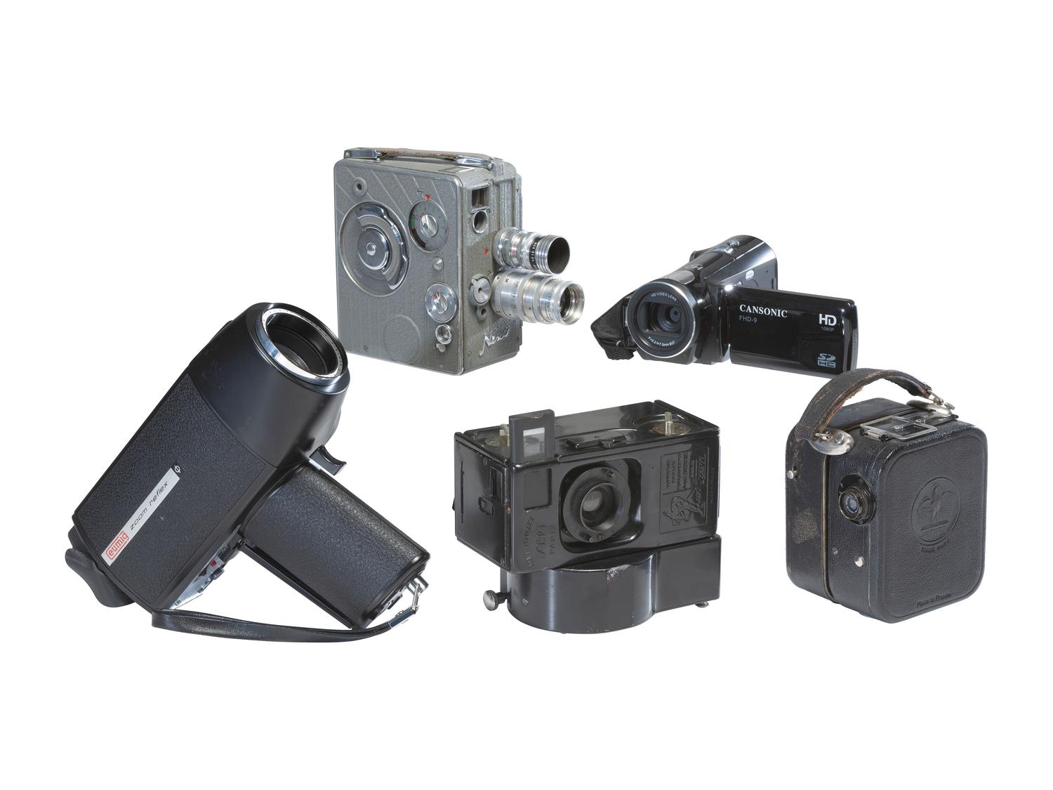 [CINEMA] 5 movie cameras, incl. Nizo, Sept, Pathex, and Eumig [ With: ] Posters and related ephemera.