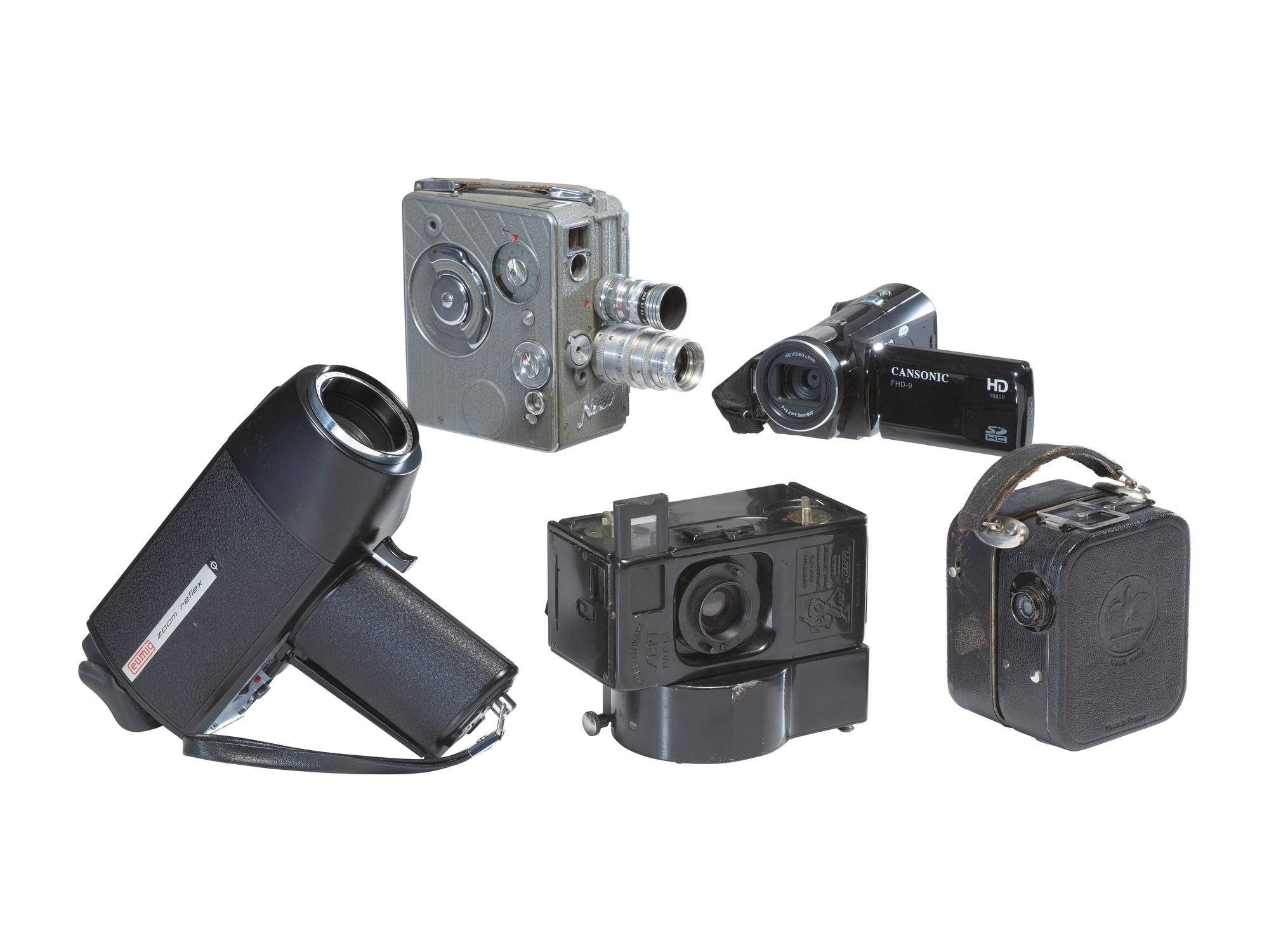 [CINEMA] 5 movie cameras, incl. Nizo, Sept, Pathex, and Eumig [ With: ] Posters and related ephemera.