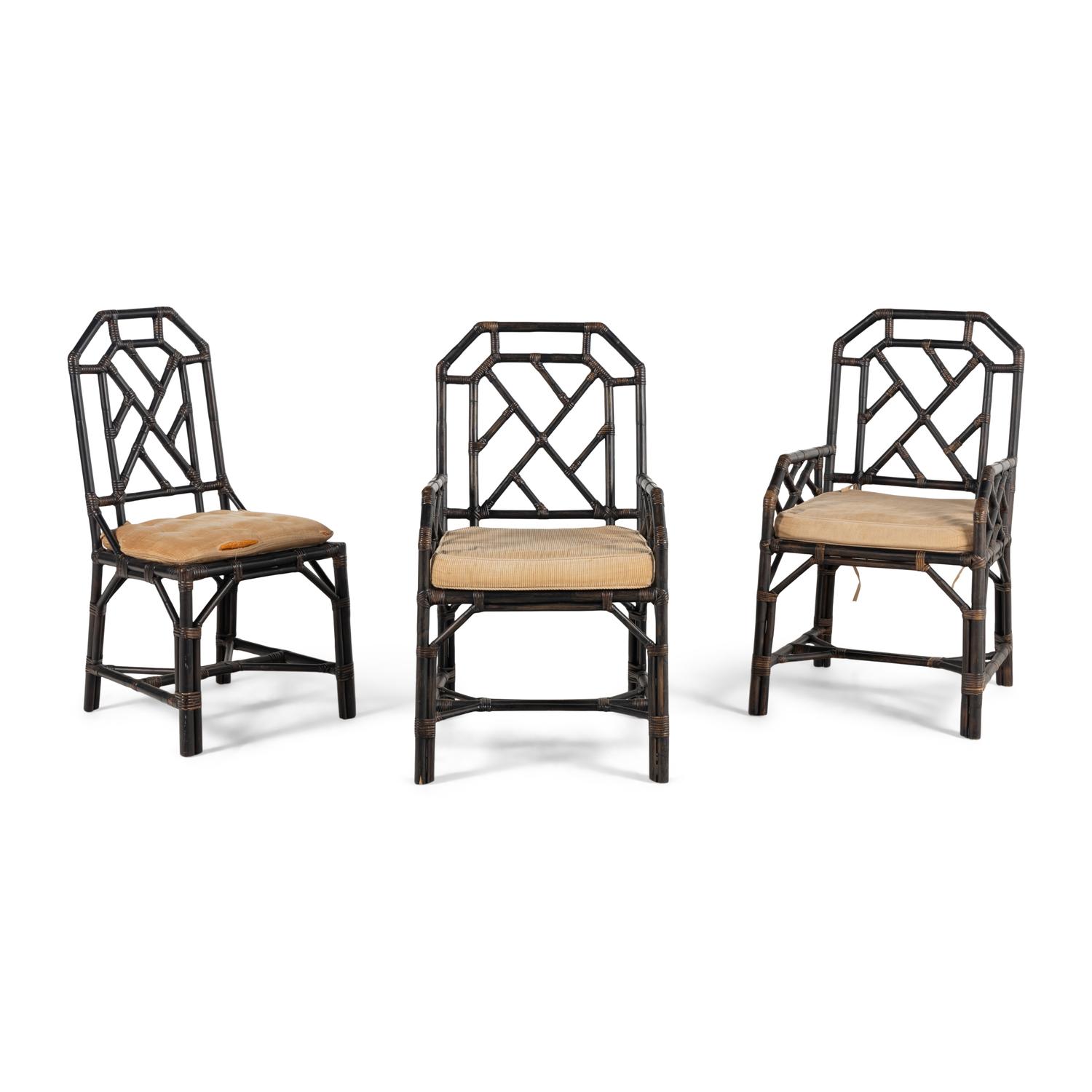 A Group of Black Painted Rattan Furniture
