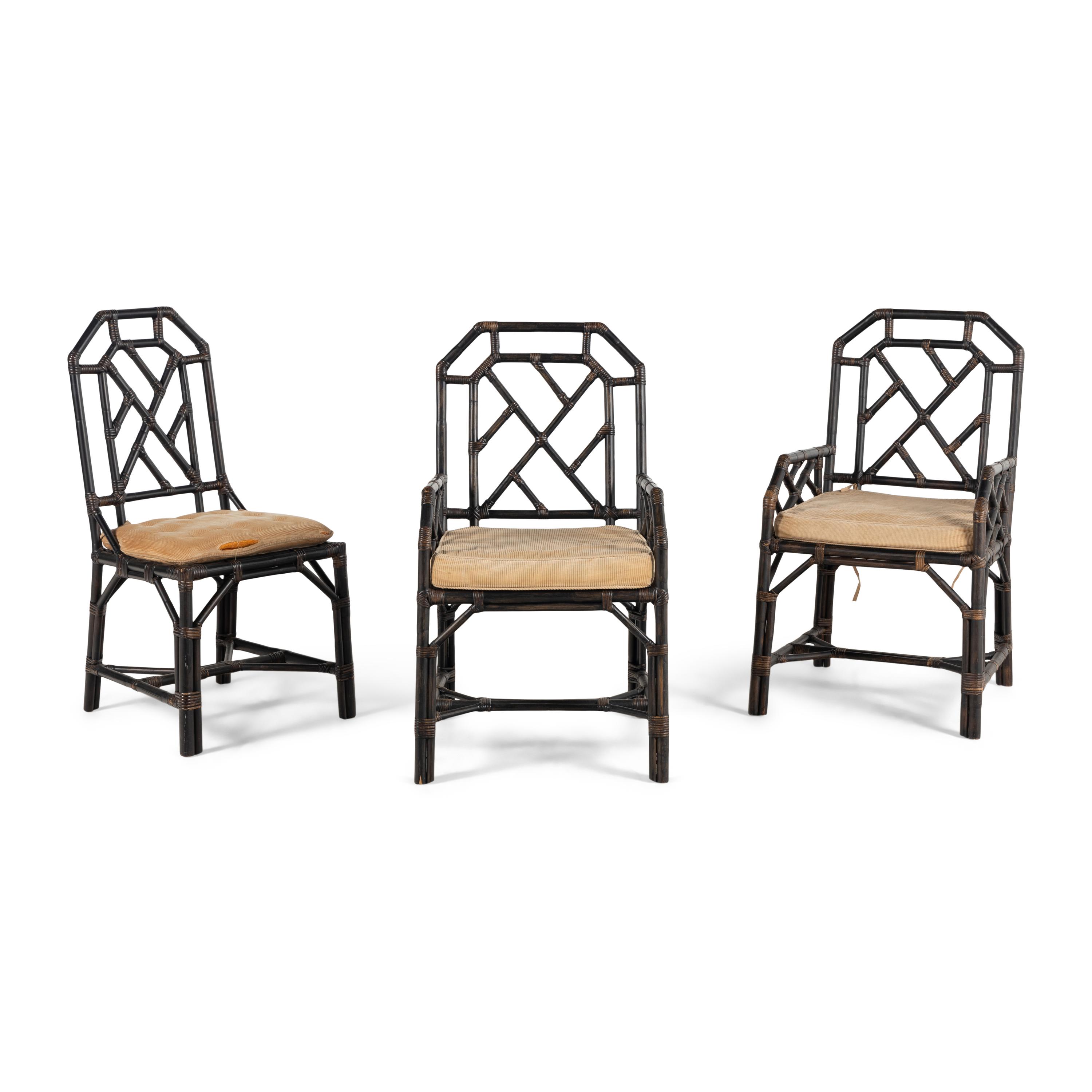 A Group of Black Painted Rattan Furniture