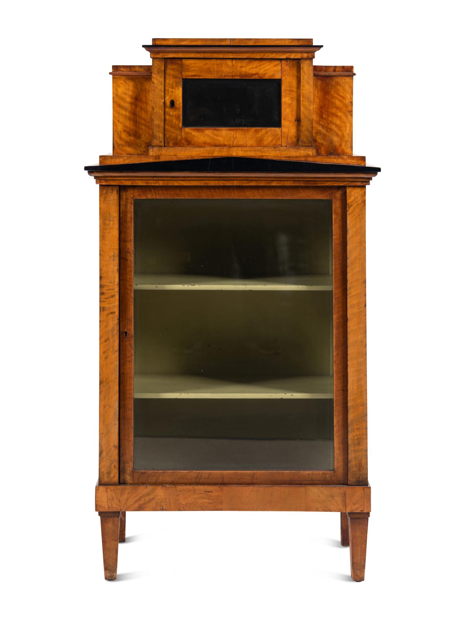 A Biedermeier Maple Vitrine Cabinet