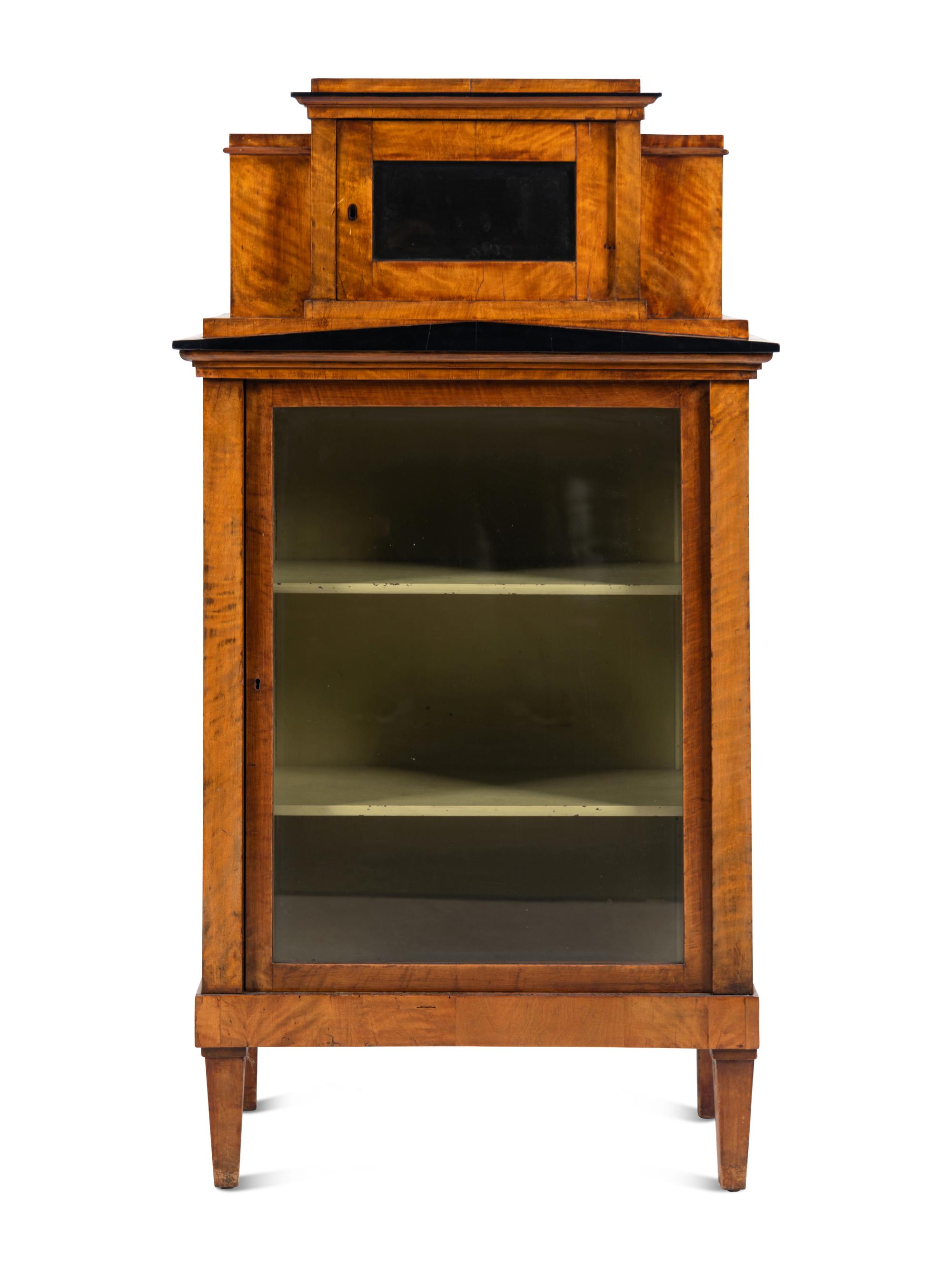 A Biedermeier Maple Vitrine Cabinet