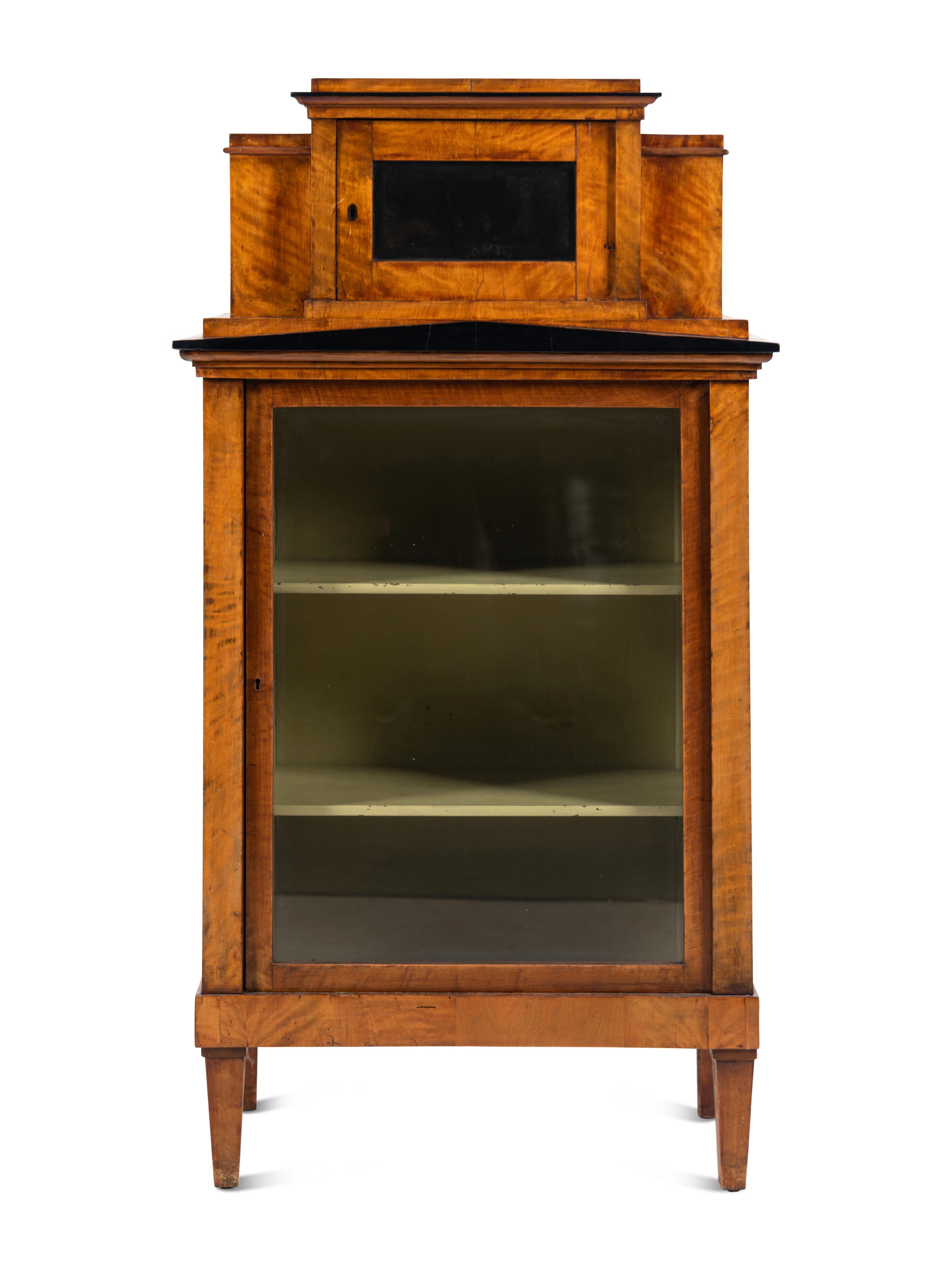 A Biedermeier Maple Vitrine Cabinet