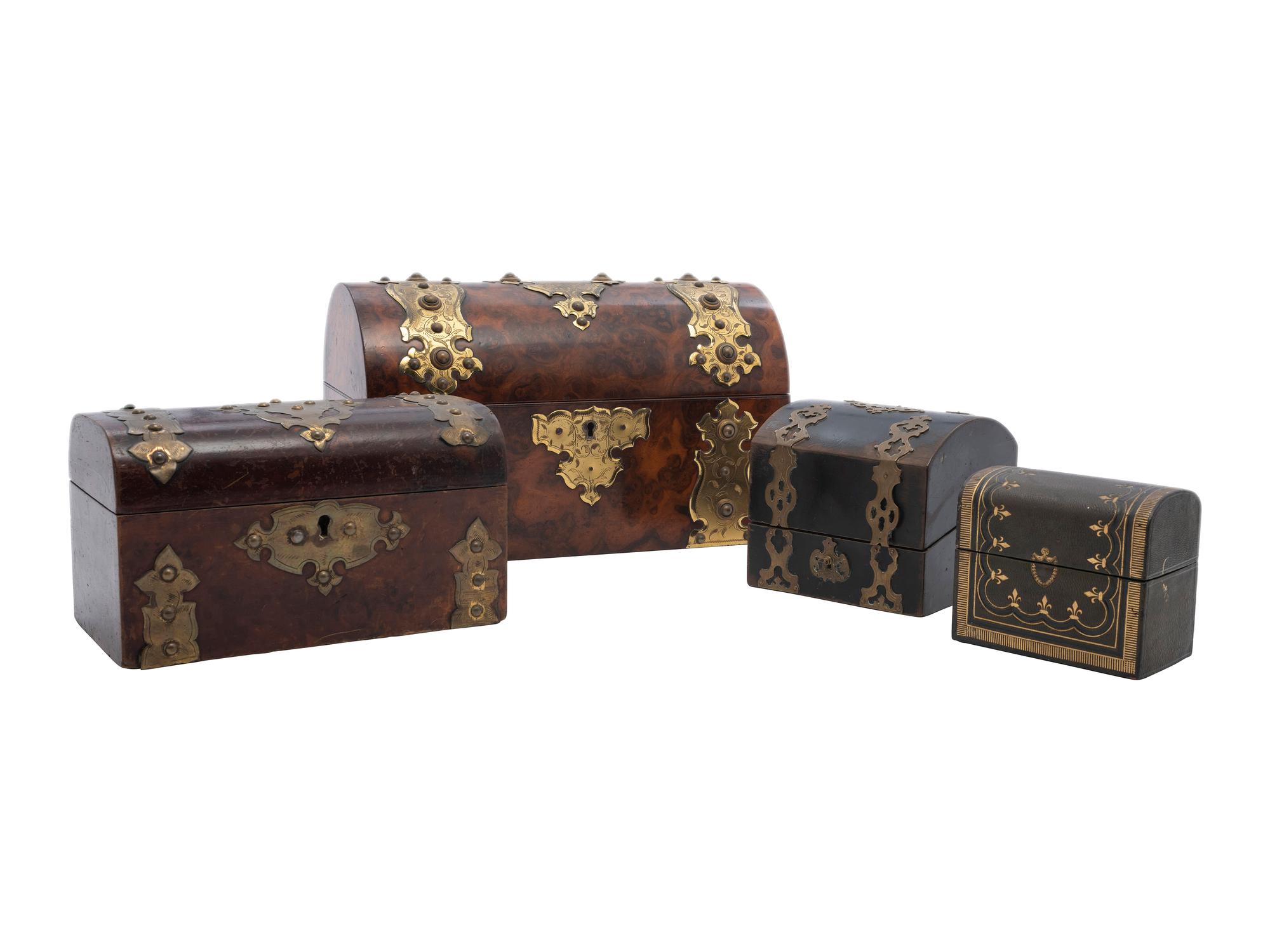 Two Tea Caddies and Two Boxed Decanter Sets