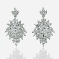 A Pair of 18K White Gold and Diamond Earrings