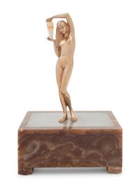 A Continental Onyx and Gilt Metal Figural Lamp