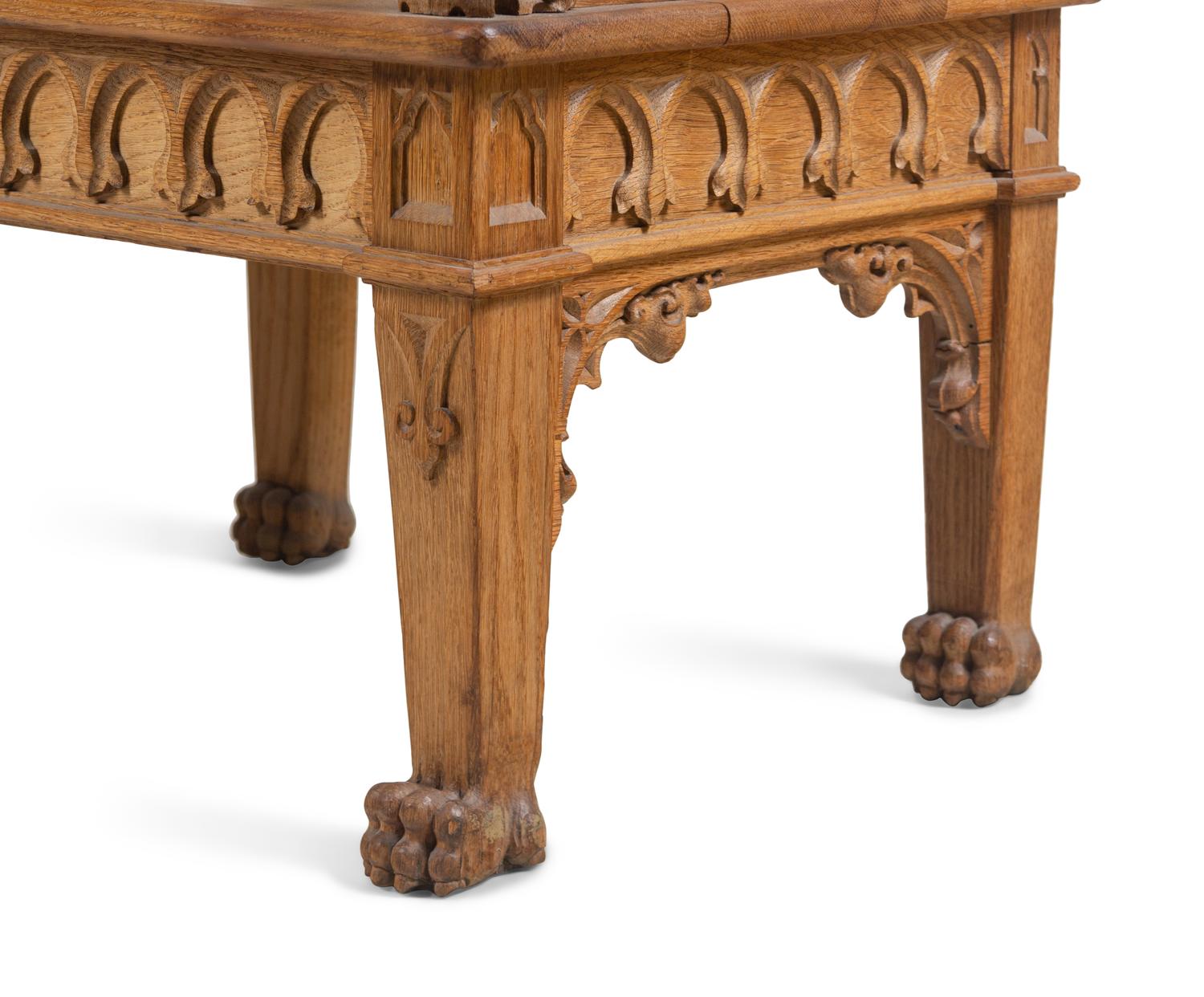 A Gothic Revival Carved Oak Hall Bench