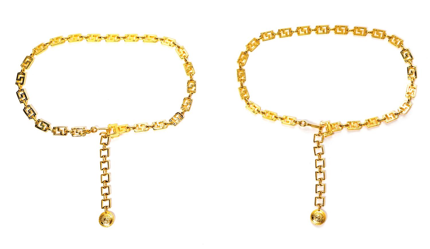 Two Gianni Versace Greco Chain Belts, 1990s Each one: 34" x .5"