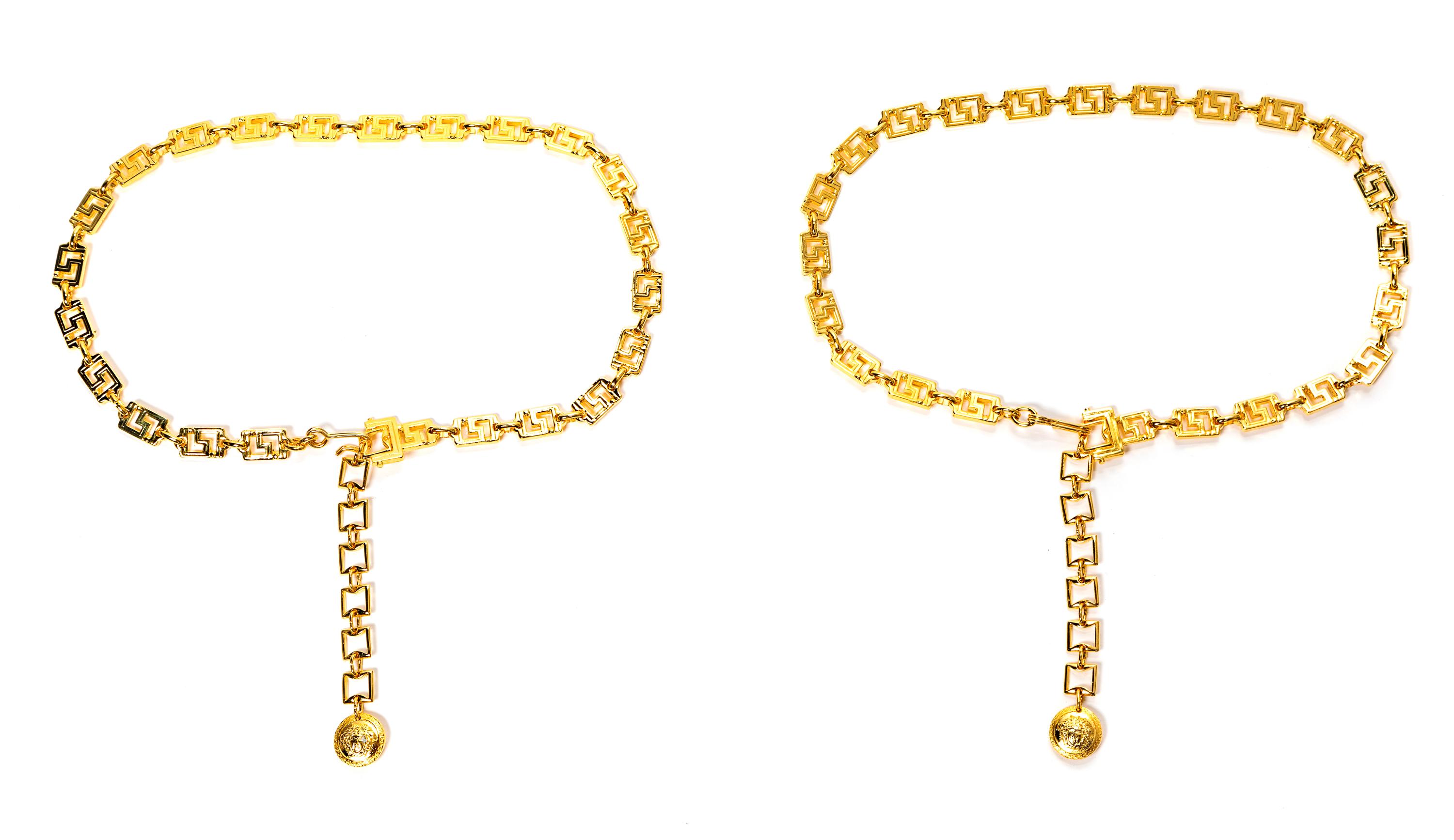 Two Gianni Versace Greco Chain Belts, 1990s Each one: 34" x .5"
