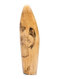 A Scrimshaw Tooth with Depiction of Female Pirate Fanny Campbell and a Patriotic Device