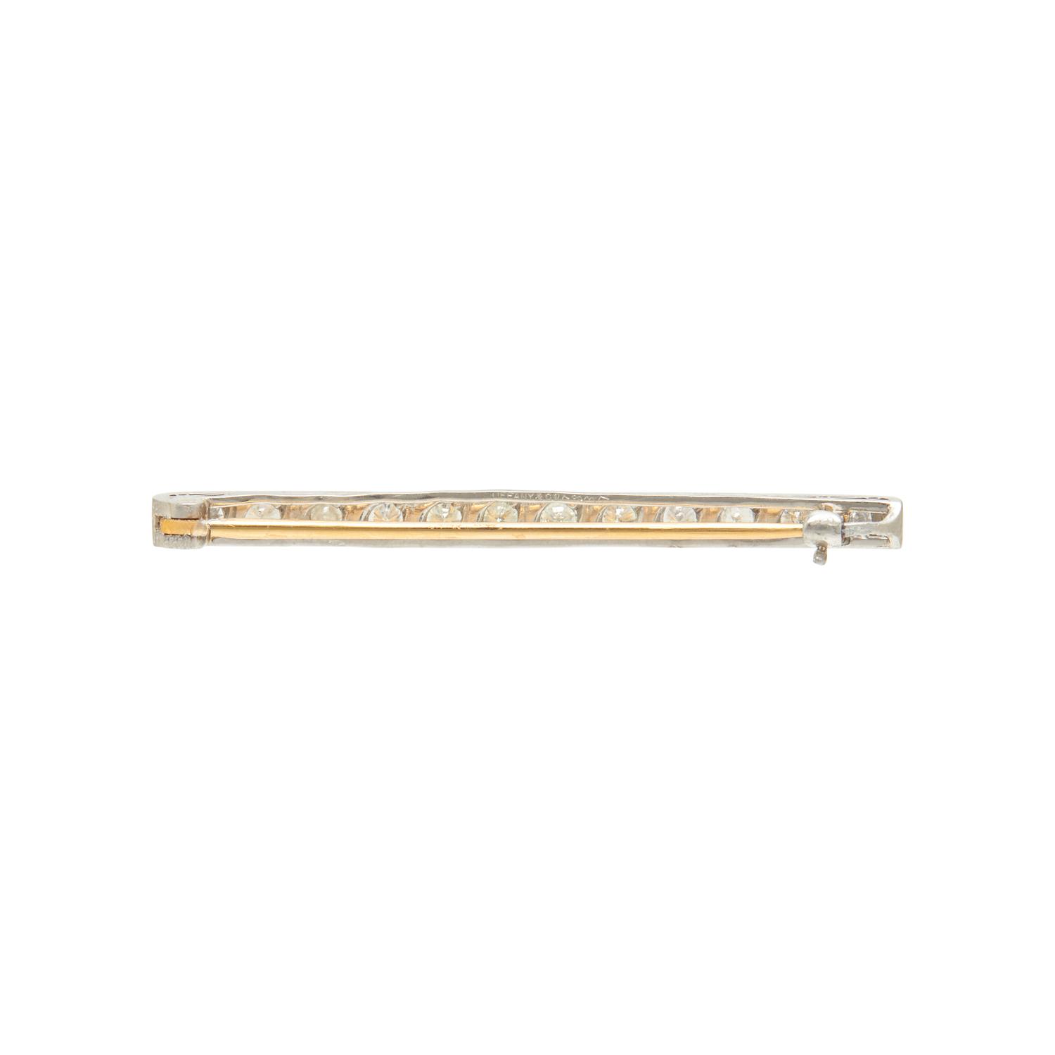 TIFFANY & CO., PLATINUM, YELLOW GOLD, AND DIAMOND BAR PIN