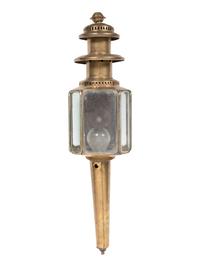 A Pair of Beveled Glass Brass Carriage Lamps — LATE 19TH CENTURY