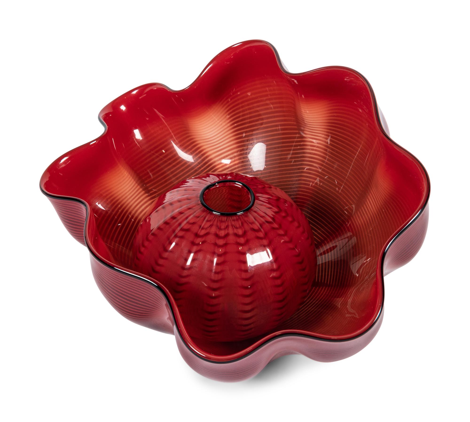 Red Seaform Pair with Ebony Lip Wraps, 1995 Portland Press Editions, USA