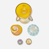 Tiffany Studios (American, active 1878-1932) Five Favrile Glass Vessels, USA, circa 1900
