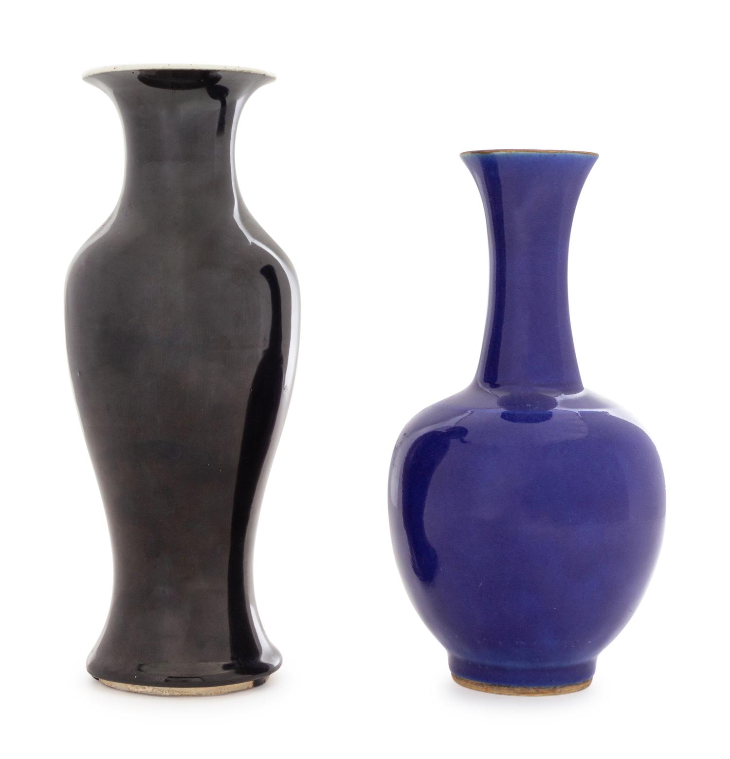 Two Chinese Monochrome Glazed Porcelain Vases
