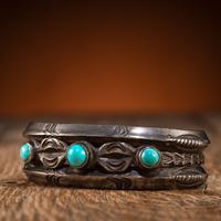 Navajo Silver and Turquoise Cuff Bracelet
