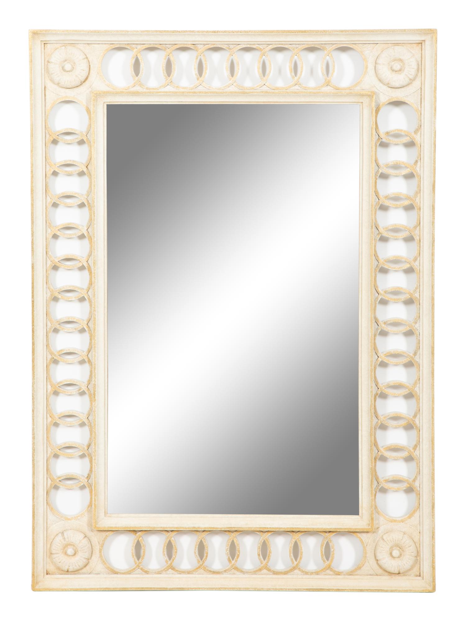 A Neoclassical Style Painted and Parcel Gilt Mirror