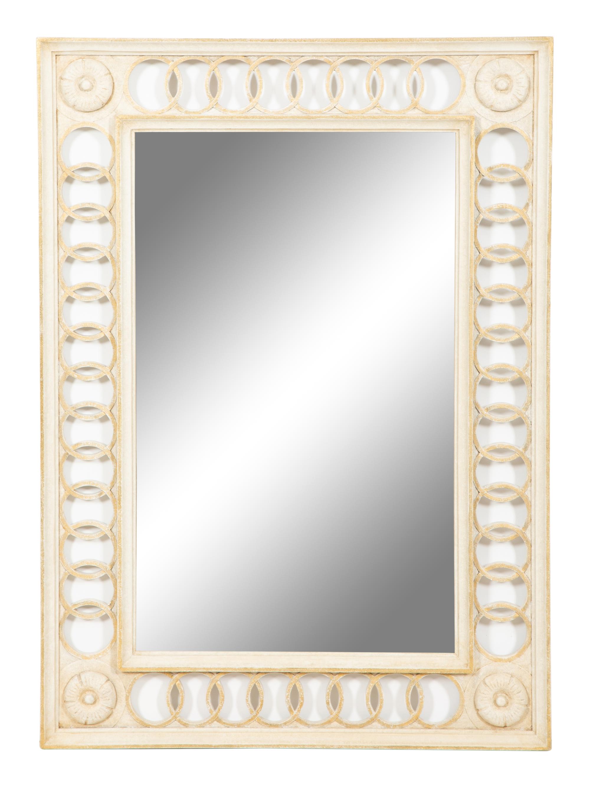 A Neoclassical Style Painted and Parcel Gilt Mirror